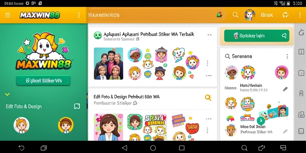 Antarmuka aplikasi MAXWIN88 dengan berbagai fitur Pembuat Stiker WA.